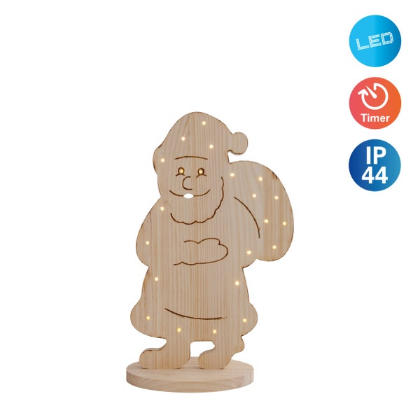Dekorative Santa Figur aus Holz mit LED Beleuchtung