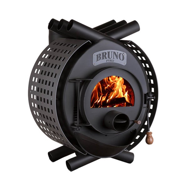 Bruno Pyro Holzofen mit Feuer