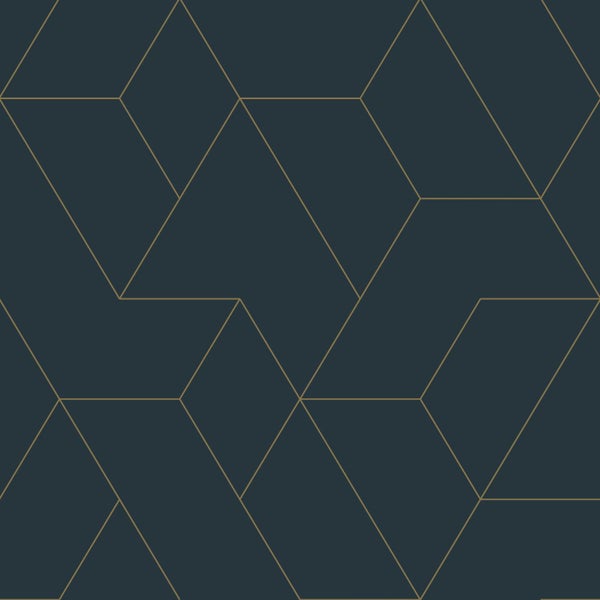 Origin Wallcoverings Tapete grafische Linien Dunkelblau und Gold - 50 x 900 cm - 347908