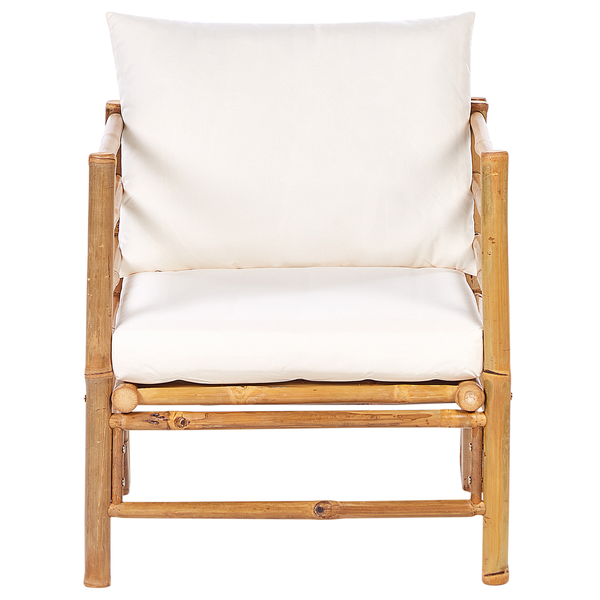 Lounge Set mit Tisch 6-Sitzer CERRETO Bambusholz Cremeweiß