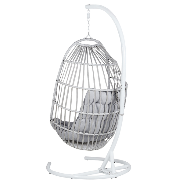Hängesessel mit Gestell SESIA Polyrattan Hellgrau