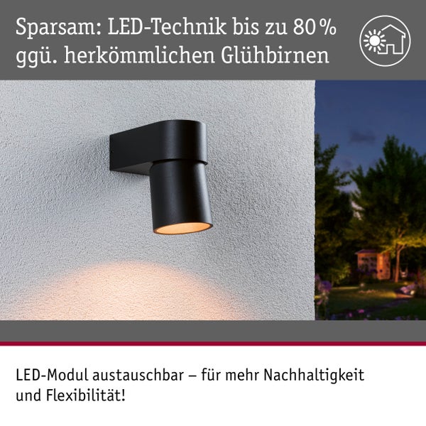 LED Außenwandleuchte Kimu insektenfreundlich IP44 zylindrisch 80 mm 2200K 7,8W 500lm 230V 70° Anthrazit Aluminium