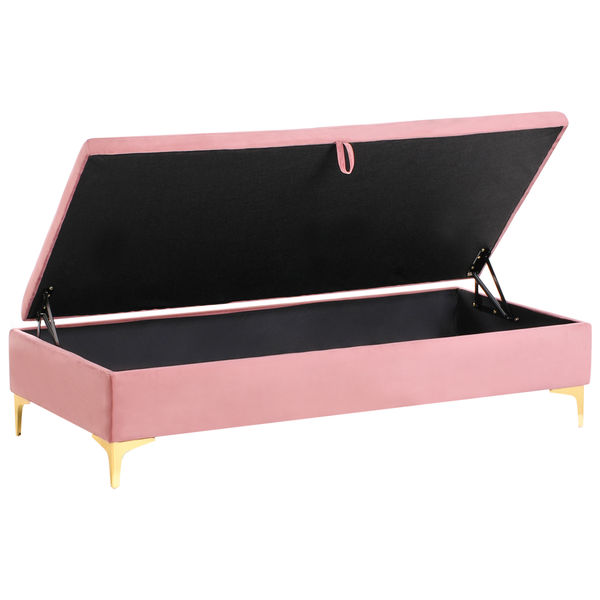 Aufbewahrungshocker ABERDEEN Samtstoff Rosa