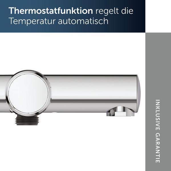 Duscharmatur mit Thermostatfunktion zur automatischen Temperaturregelung.