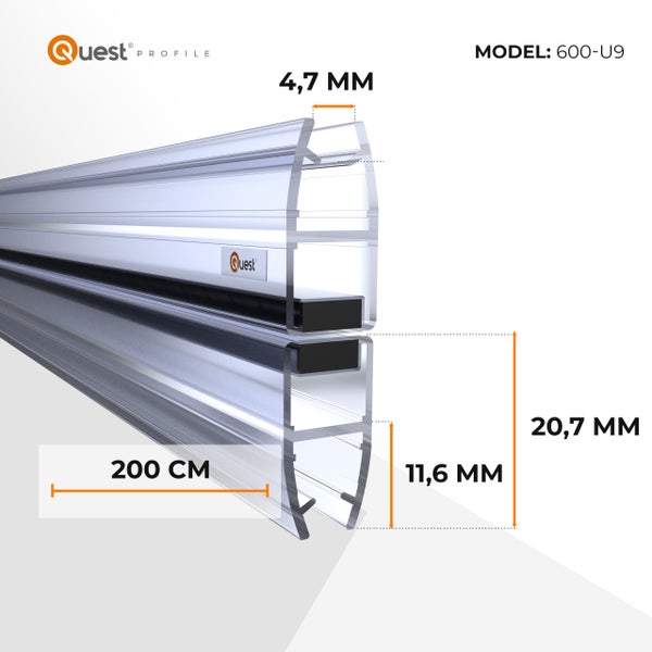 Quest Profil Modell 600-U9 mit Maßangaben