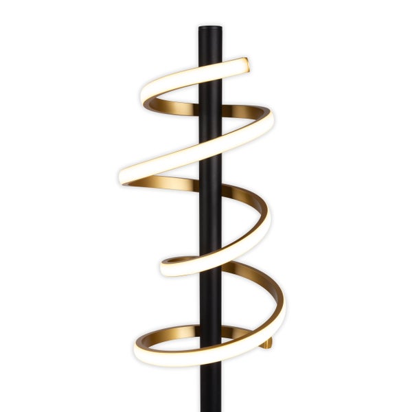 LED-Stehleuchte BELLEZA, moderne Stehlampe aus Metall und Kunststoff in Schwarz, Gold und Weiß, mit fest verbauten LEDs, 140 hoch, Beleuchtung für Wohnzimmer, Esszimmer, Schlafzimmer oder Büro.