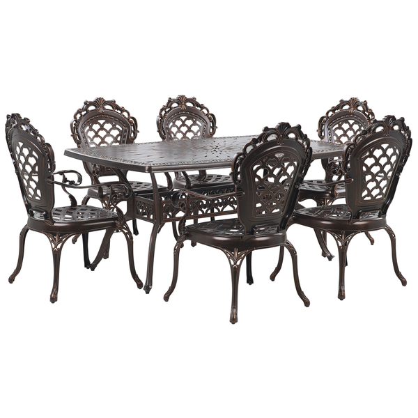 Gartenmöbel Set 6-Sitzer LIZZANO inkl. Kissen Metall Dunkelbraun