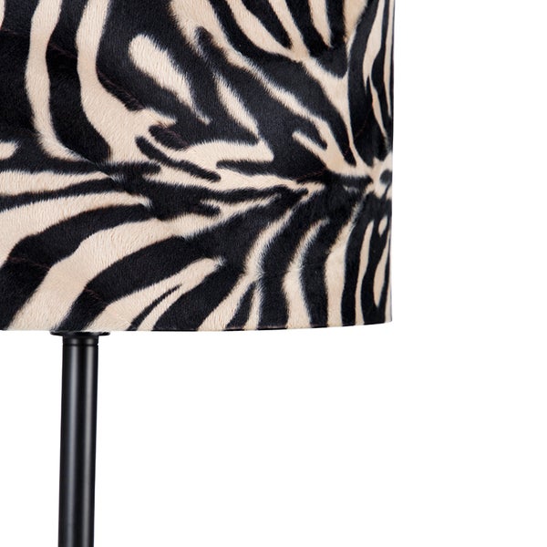 Moderne Stehlampe schwarz Stoffschirm Zebra 40 cm - Simplo