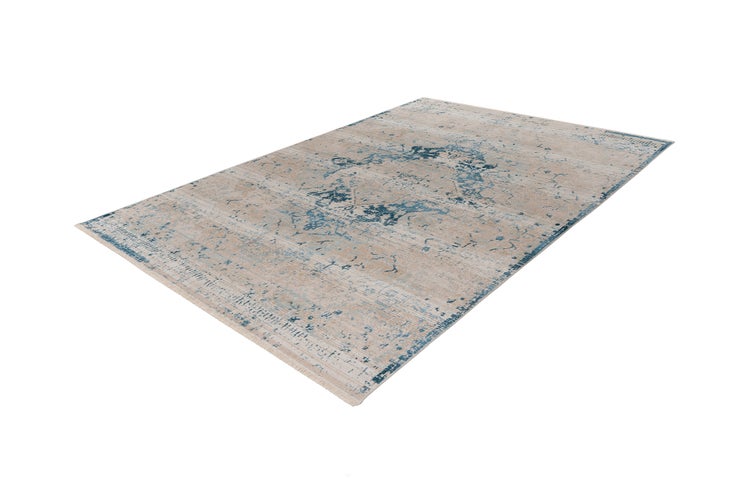 Kurzflor Teppich Thora Blau Vintage, Used-Look 120 x 170 cm