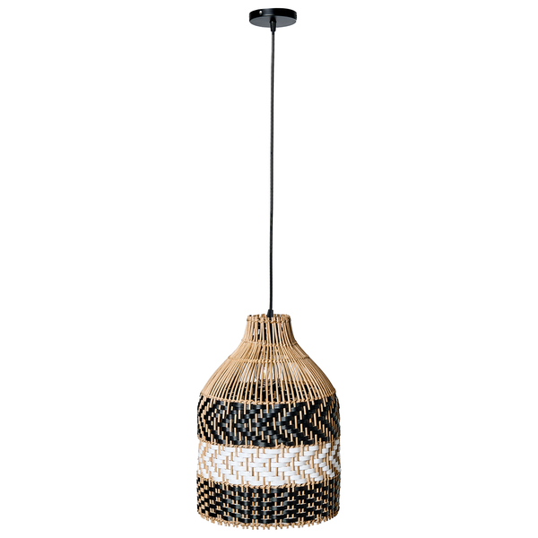 Hängeleuchte TURABO Rattan Schwarz / Weiß