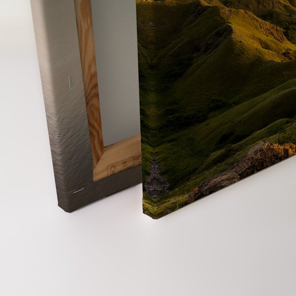 Leinwandbild mit Berglandschaft Motiv auf Holzkeilrahmen gespannt zur Wanddekoration