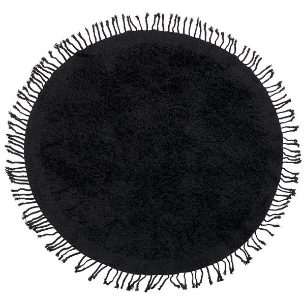 Teppich BITLIS Schwarz ø 140 cm Baumwolle