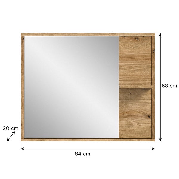 Zeno Bad Spiegel 1 Regal Eiche Dekor. 84 X 20 X 68 cm