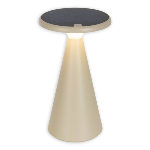 Solar-Akku-Tischleuchte Palu für Außen und Innen, aus Kunststoff in Beige , 20 cm hoch