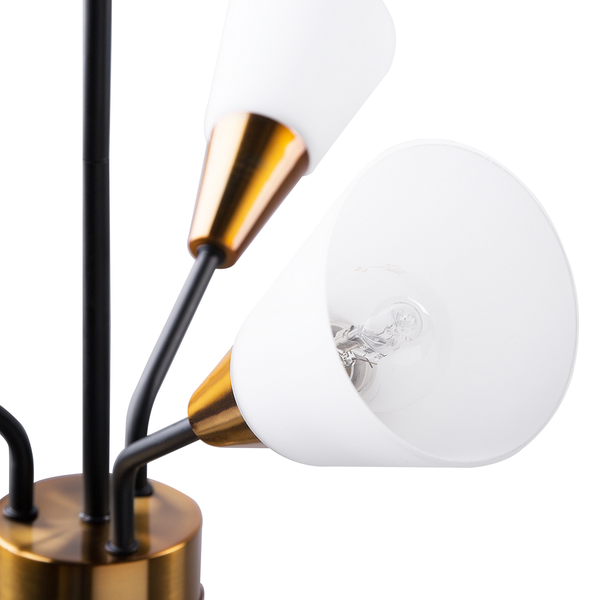 Hängeleuchte Glas weiß / gold 6-flammig Kegelform AROYO VI