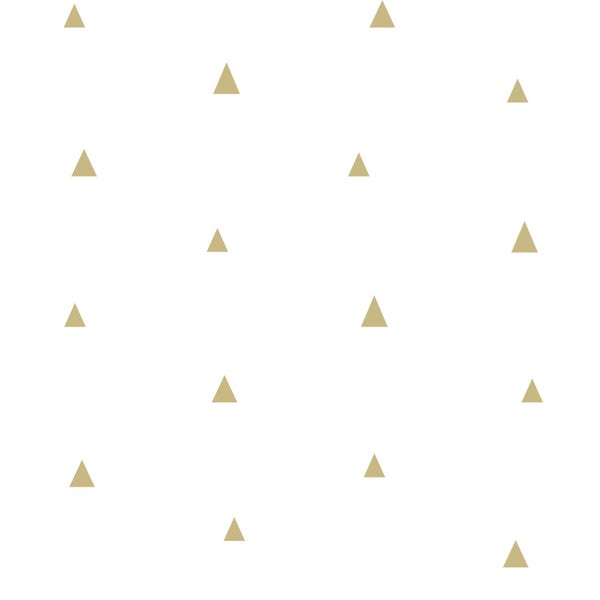 Origin Wallcoverings Tapete grafische Dreiecke Weiß und Gold - 53 cm x 10.05 m - 347680