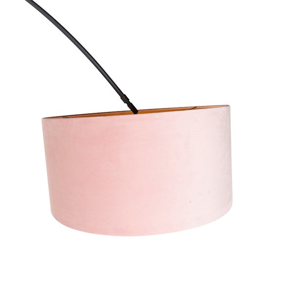 Bogenleuchte Samt-Schirm schwarz-pink mit Gold 50 cm - XXL