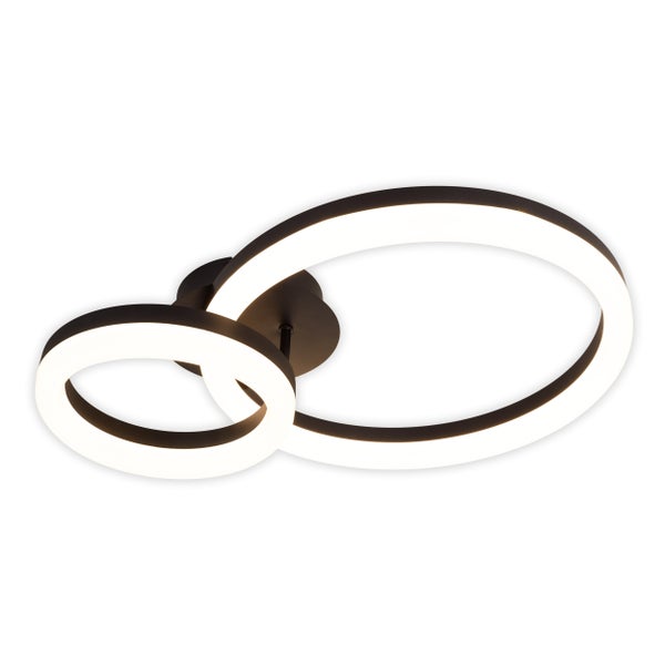 LED-CCT-Deckenleuchte CIRCULO aus schwarzem Metall und sandfarbenem Kunststoff 53 cm lang