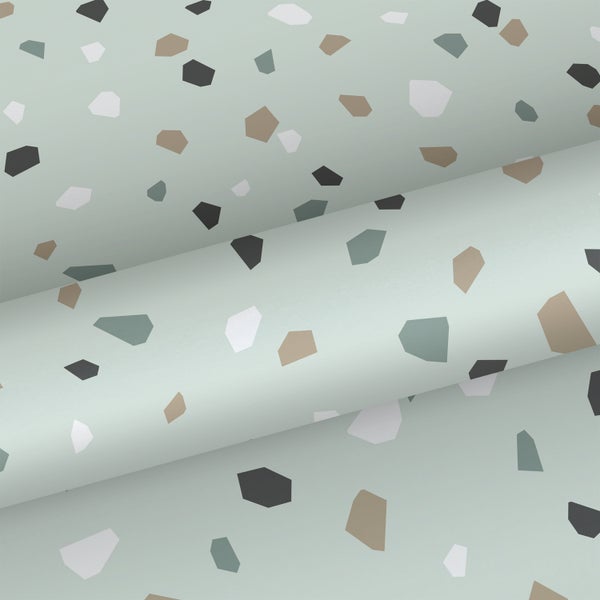 Walls4You Tapete Terrazzo-Motiv Mintgrün - 0,53 x 10,05 m - 935315