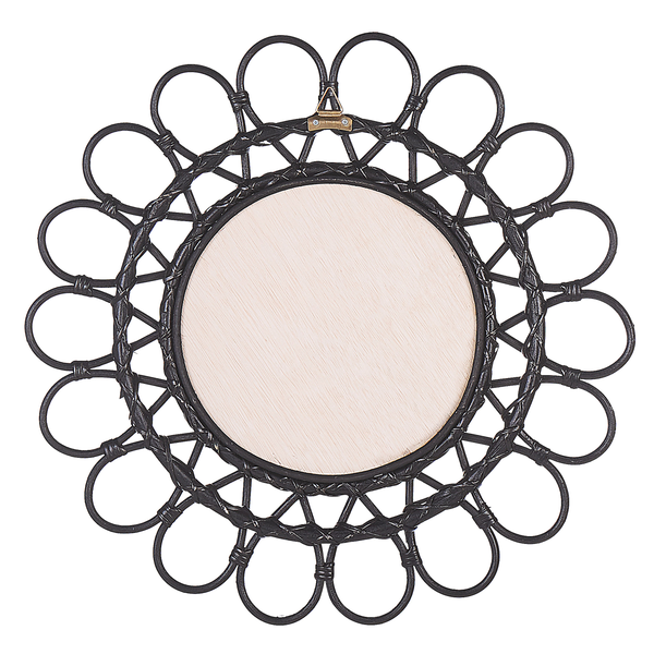 Wandspiegel BABAI 60 cm 60 cm Rattan Schwarz