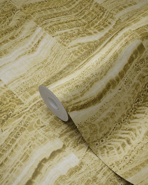 Origin Wallcoverings Tapete Zick-Zack-Mamorstreifen Ockergelb - 53 cm x 10.05 m - 337247