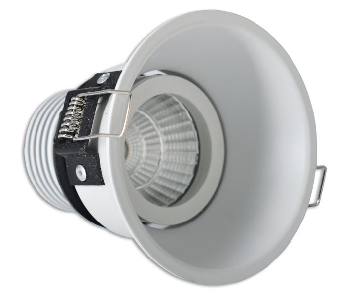 LED Einbaustrahler in runder Form, zwei Ansichten