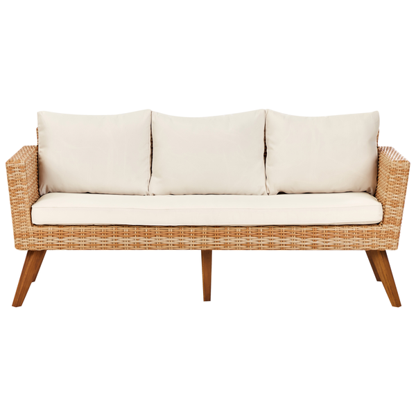 Lounge Set mit Tisch 5-Sitzer VITTORIA XL Polyrattan Cremeweiß