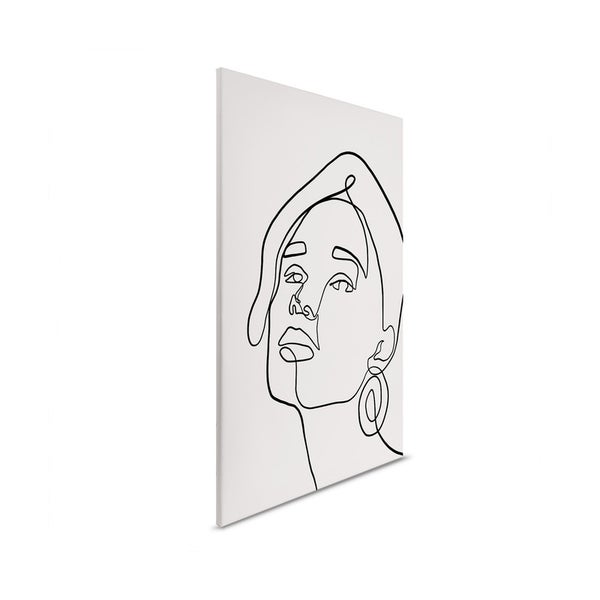 Dekoratives Wandbild mit abstrakter Frauendarstellung in Strichzeichnung