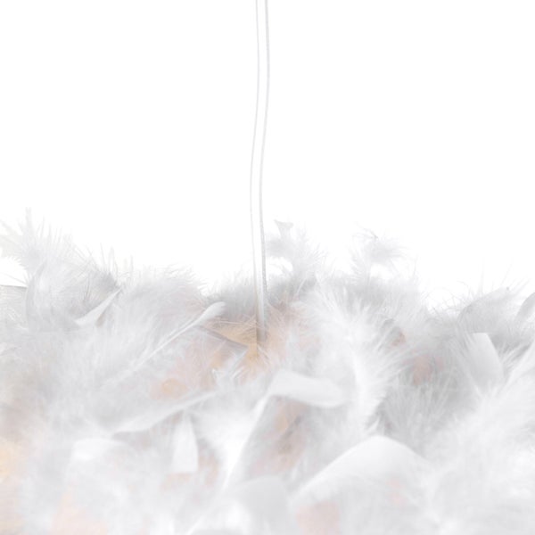 Pendelleuchte im Landhausstil weiß mit Federn - Feather