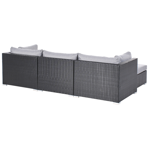 Garten Ecksofa mit Tisch 4-Sitzer SANO rechtsseitig Polyrattan Schwarz