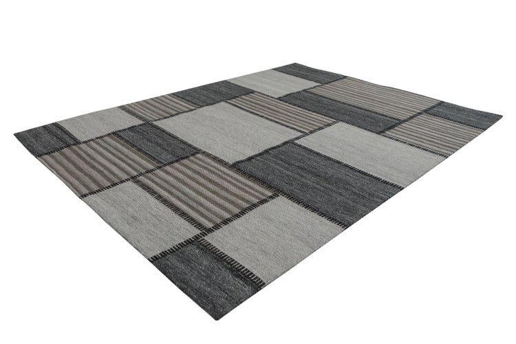 Flachflor Teppich Naveen Natur / Creme Patchwork-Design 200 x 290 cm