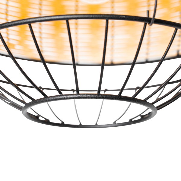 Orientalische Deckenlampe schwarz mit Rattan 25 cm - Emir
