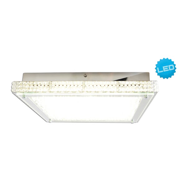 Quadratische LED-Deckenleuchte mit Kristallrand