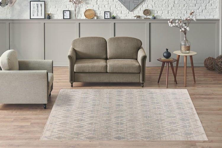 Kurzflor Teppich Zenon Beige / Blau Modern 80 x 150 cm
