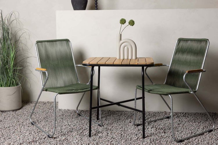Holmbeck Gartenset Tisch, 2 Stühle  natur,grün. 88 X 70 X 74 cm