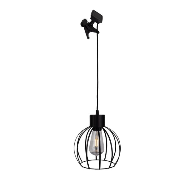 Schwarze Pendelleuchte mit Klammerbefestigung und Kugeldesign