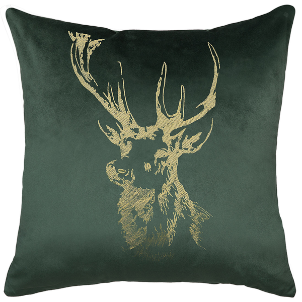 Dekokissen 2er Set BLITZEN Samtstoff 45 x 45 cm Dunkelgrün Weihnachtsmotiv