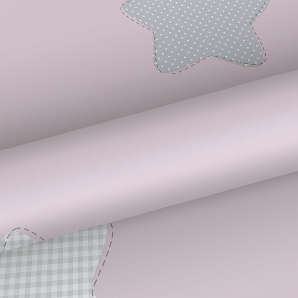 Sanders und Sanders Tapete Sterne Rosa und Grau - 53 cm x 10 m - 640567
