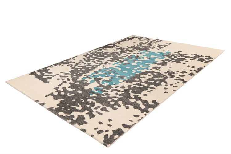Kurzflor Teppich Nayara Creme / Blau Modern 80 x 150 cm