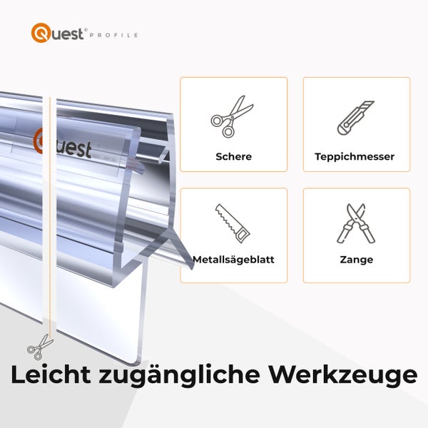 Quest Profile. Tools such as scissors, carpet cutter, metal saw blade and pliers for easy processing
