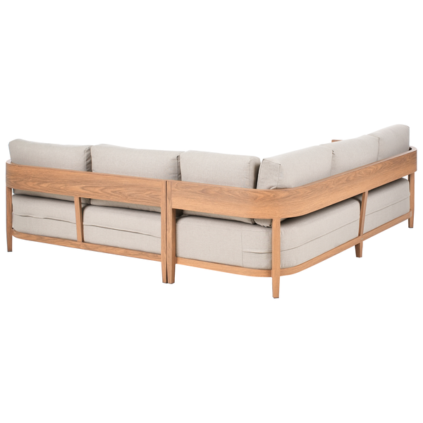 Garten Ecksofa mit Tisch 5-Sitzer SAMPIERI linksseitig Metall Hellbraun