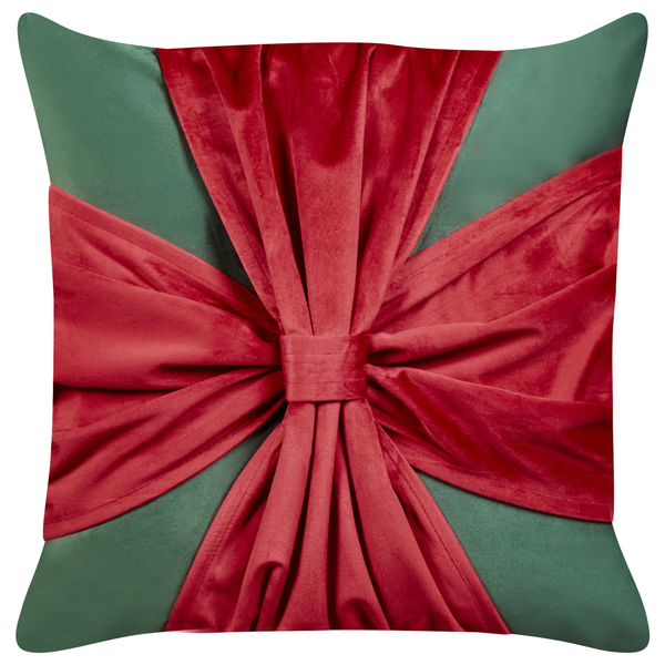 Dekokissen 2er Set MARSHMALLOW Samtstoff 45 x 45 cm Rot Grün Weihnachtsmotiv