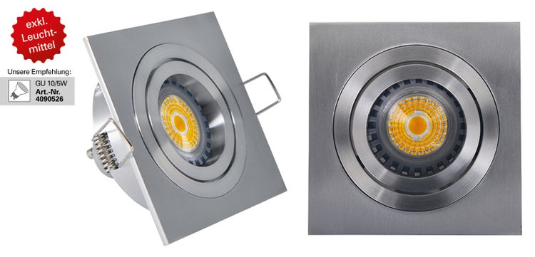 Quadratischer Deckeneinbaustrahler aus Metall ohne Leuchtmittel