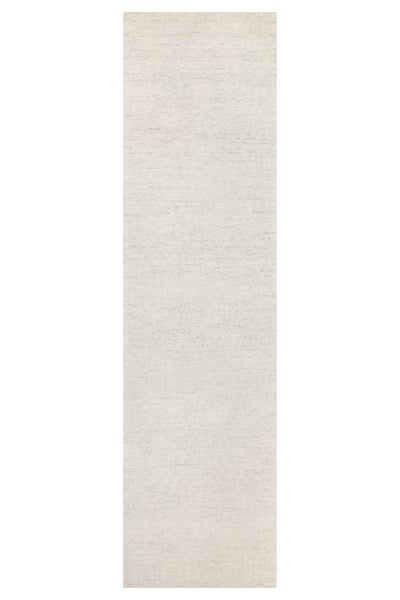 Strukturierter Teppichläufer in hellem Beige, rechteckig und schmal.