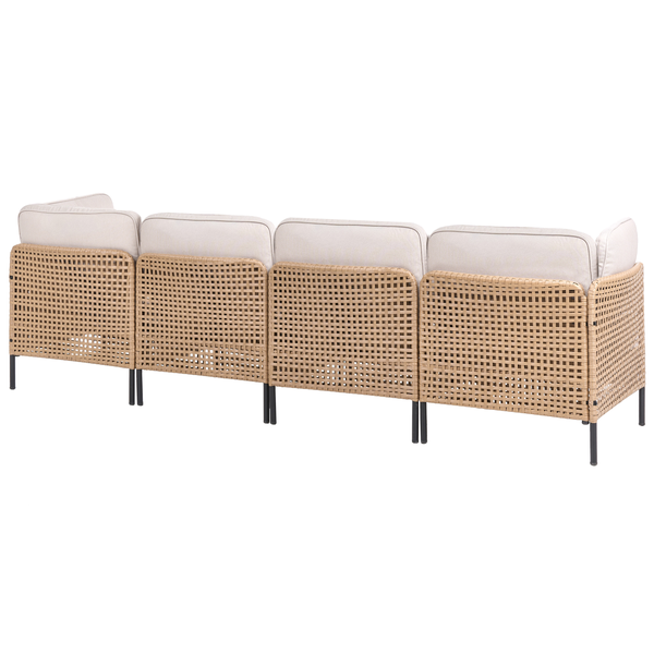 Gartensofa mit Rattanoptik und Polster