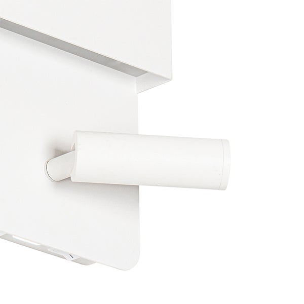 Moderne Wandleuchte weiß inkl. LED mit USB und Leselampe - Robin