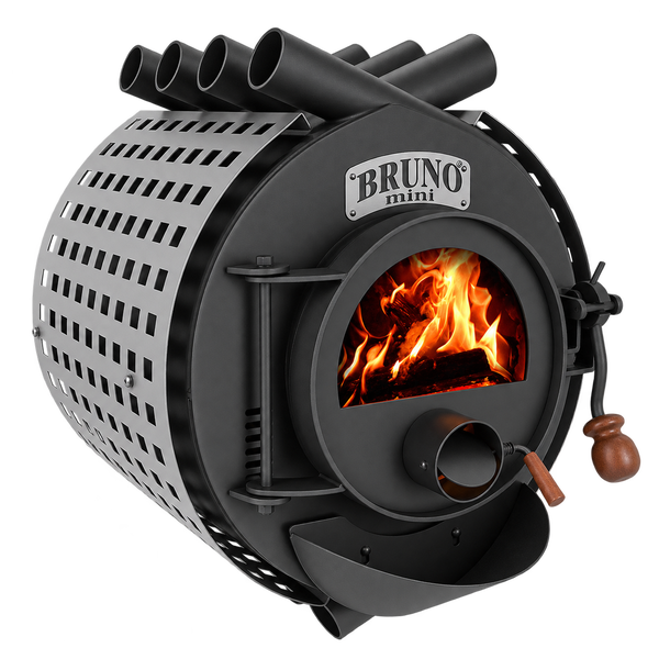 Bruno Mini Kaminofen mit Sichtfenster und Konvektionsrohren
