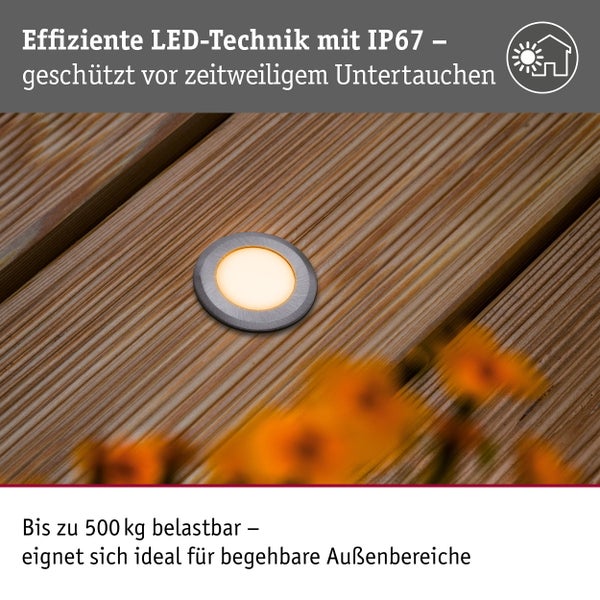 LED Bodeneinbauleuchte Floor insektenfreundlich IP67 rund 50 mm 2200K 2,2W 60lm 230V Alu Kunststoff, Metall