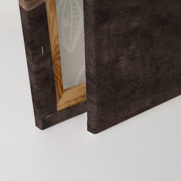 Detailansicht einer Leinwand mit Holzrahmen.