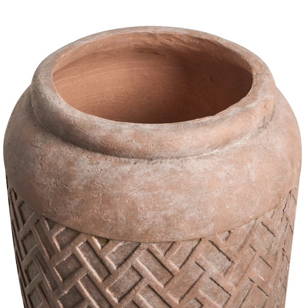 Blumentopf aus Terrakotta mit Muster